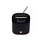 Schwarzes JBL DAB-Radio. Bildschirm mit BBC WorldService. Ausziehbare Antenne, Knöpfe oben.