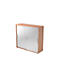 Wooden cabinet with sliding doors. Frosted glass doors. Chrome-look handles and lock.