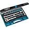 Mallette à outils avec différents douilles et outils. Mallette noire avec insert bleu. Lettrage HAZET 900 Z.