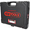 Mallette à outils en plastique noir KS TOOLS avec logo et inscription rouges sur fond clair.