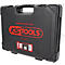 Mallette à outils noire en plastique KS TOOLS avec logo rouge et autocollant sur fond clair.