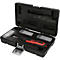Coffret en plastique noir ouvert contenant un tournevis plat KS Tools et des lames de rechange dans des boîtes transparentes.