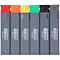 Six porte-tarauds KS Tools gris avec embouts colorés, allant du M3 au M6 ainsi que d'autres tailles.