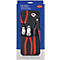 Jeu de pinces dans un support rouge et noir. Inscription : Profi-Zangenset, logo Knipex.