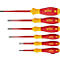 Six tournevis isolés, rouge-jaune, avec l'impression "wiha".