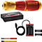 L'image présente une sélection d'outils, dont un tournevis électrique, une boîte de rangement, un chargeur et des embouts de tournevis.