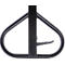 Close-up of a black bike parking stand, resembling a bike frame.