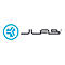 Das JLab Logo besteht aus einem türkisfarbenen Kreis mit abstraktem Symbol und dem Schriftzug JLab in Dunkelgrau.