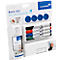 Juego de pizarra blanca con rotuladores, limpiador, imanes. Marca Legamaster, texto: Basic Kit for Whiteboards.