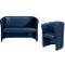 Juego completo sillón club + sofá de dos plazas, azul oscuro