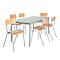 Juego de 6 sillas de madera con patas cromadas y 1 mesa de 1600 x 800 mm, gris claro 