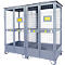 Justrite gasflessenopslag, gegalvaniseerd, afsluitbaar, tot 18/24 gasflessen, B 2100 x H 2300 x D 960 mm, 310 kg, staalgrijs