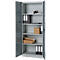Kantoorkast, 5 OH, afsluitbaar, met opliggende deuren, B 800 mm, basaltgrijs/blank aluminium