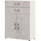 Kantoorkast TEMPIO, van hout, 2 deuren, 2 laden, 3 OH, B 800 x D 340 x H 1070 mm, wit/beton