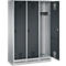 Kapstok Evolo S 3000, staal, met fitting, 3 compartimenten met allebei B 400 mm, Draaigrendel, blank aluminium RAL 9006/antraciet RAL 7016