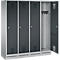 Kapstok Evolo S 3000, staal, met fitting, 4 compartimenten allebei met B 400 mm, cilinderslot, blank aluminium RAL 9006/antraciet RAL 7016