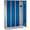 Kapstok Evolo S 3000, staal, met fitting, 4 compartimenten met allebei B 300 mm, cilinderslot, blank aluminium RAL 9006/gentiaanblauw RAL 5010