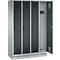 Kapstok Evolo S 3000, staal, met fitting, 4 compartimenten met allebei B 300 mm, veiligheidsdraaigrendelslot, blank aluminium RAL 9006/antraciet RAL 7016