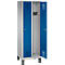 Kapstok Evolo S 3000, staal, met poten, 2 compartimenten allebei met B 300 mm, cilinderslot, blank aluminium RAL 9006/gentiaanblauw RAL 5010
