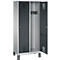Kapstok Evolo S 3000, staal, met poten, 2 compartimenten allebei met B 400 mm, cilinderslot, blank aluminium RAL 9006/antraciet RAL 7016