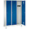 Kapstok Evolo S 3000, staal, met poten, 3 compartimenten, cilinderslot, lichtgrijs RAL 7035/gentiaanblauw RAL 5010