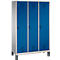 Kapstok Evolo S 3000, staal, met poten, 3 compartimenten, veiligheidsdraaigrendelslot, blank aluminium RAL 9006/gentiaanblauw RAL 5010