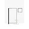 Afbeelding met zwart metalen frame, witte kruk en vierkant wandframe tegen witte achtergrond.