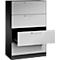 Karteikartenschrank, 2-bahnig für A4 quer, 4 Schübe mit Vollauszug & Bügelgriffen, Zentralverschluss, B 800 x T 435 x H 1298 mm, schwarzgrau/alusilber