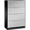 Karteikartenschrank, 2-bahnig für A4 quer, 4 Schübe mit Vollauszug & Bügelgriffen, Zentralverschluss, B 800 x T 435 x H 1298 mm, schwarzgrau/alusilber