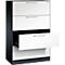 Karteikartenschrank, 2-bahnig für A4 quer, 4 Schübe mit Vollauszug & Bügelgriffen, Zentralverschluss, B 800 x T 435 x H 1298 mm, schwarzgrau/weiß