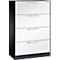 Karteikartenschrank, 2-bahnig für A4 quer, 4 Schübe mit Vollauszug & Bügelgriffen, Zentralverschluss, B 800 x T 435 x H 1298 mm, schwarzgrau/weiß