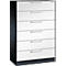 Karteikartenschrank, 3-bahnig für A5 quer, 6 Schübe mit Vollauszug & Bügelgriffen, Zentralverschluss, B 800 x T 435 x H 1298 mm, schwarzgrau/weiß