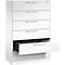Karteikartenschrank, 3-bahnig für A5 quer, 6 Schübe mit Vollauszug & Bügelgriffen, Zentralverschluss, B 800 x T 435 x H 1298 mm, weiß/weiß