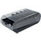 Support de batterie gris avec couvercle transparent, sept compartiments et coins arrondis.