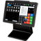 Zwart kassasysteem, Olympia-logo, touchscreen met product- en nummerweergave.