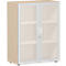 Kast met glazen deuren ALICANTE, 3 ordnerhoogten, B 800 x D 420 x H 1104 mm, esdoornpatroon