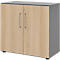 Kasten Breno, 2 OH, afsluitbaar, 28 kg per plank, B 800 x D 420 x H 748 mm, grafiet/eiken