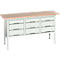 Kastenwerkbank Boot verso, mit Multiplex-Platte, 9 Schubladen, B 1750 x T 600 x H 830 - 930 mm, RAL 7035 Lichtgrau