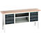 Kastenwerkbank Bott verso, mit Multiplex-Platte, 6 Schubladen & 1 Ablageboden, B 2000 x T 600 x H 830 - 930 mm, RAL 7035 Lichtgrau / RAL 7016 Anthrazitgrau