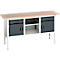 Kastenwerkbank Bott verso, Multiplex-Platte, 2 Schubladen, 1 Ablageboden, 2 Türen, B 1750 x T 600 x H 830 - 930 mm, Lichtgrau / Anthrazitgrau