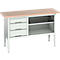 Kastenwerkbank Bott verso, Multiplex-Platte, 3 Schubladen & 1 Ablageboden, B 1500 x T 600 x H 830 - 930 mm, RAL 7035 Lichtgrau