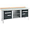 Kastenwerkbank Schäfer Shop Select PW 200-0, Buche Multiplexplatte, mit Stahlabdeckung, bis 750 kg, B 2000 x T 700 x H 840 mm, Anthrazit