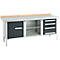 Kastenwerkbank Schäfer Shop Select PW 200-1, Buche Multiplexplatte, mit Stahlabdeckung, bis 750 kg, B 2000 x T 700 x H 840 mm, Anthrazit