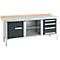 Kastenwerkbank Schäfer Shop Select PW 200-1, Buche Multiplexplatte, mit Stahlabdeckung, bis 750 kg, B 2000 x T 700 x H 840 mm, Anthrazit