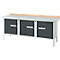 Kastenwerkbank Schäfer Shop Select PW 200-3, Buche Multiplexplatte, mit Stahlabdeckung, bis 750 kg, B 2000 x T 700 x H 840 mm, Anthrazit