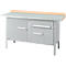 Kastenwerkbank Schäfer Shop Select PWi 150-3, Buche Multiplexplatte, mit Stahlabdeckung, bis 750 kg, B 1500 x T 700 x H 840 mm, Weißaluminium
