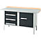 Kastenwerkbank Schäfer Shop Select PWi 150-4, Buche Multiplexplatte, mit Stahlabdeckung, bis 750 kg, B 1500 x T 700 x H 840 mm, Anthrazit