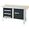 Kastenwerkbank Schäfer Shop Select PWi 150-4, Buche Multiplexplatte, mit Stahlabdeckung, bis 750 kg, B 1500 x T 700 x H 840 mm, Anthrazit