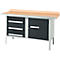 Kastenwerkbank Schäfer Shop Select PWi 150-4, Buche Multiplexplatte, mit Stahlkante, bis 750 kg, B 1500 x T 700 x H 840 mm, Anthrazit