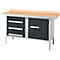 Kastenwerkbank Schäfer Shop Select PWi 150-4, Buche Multiplexplatte, mit Stahlkante, bis 750 kg, B 1500 x T 700 x H 840 mm, Anthrazit